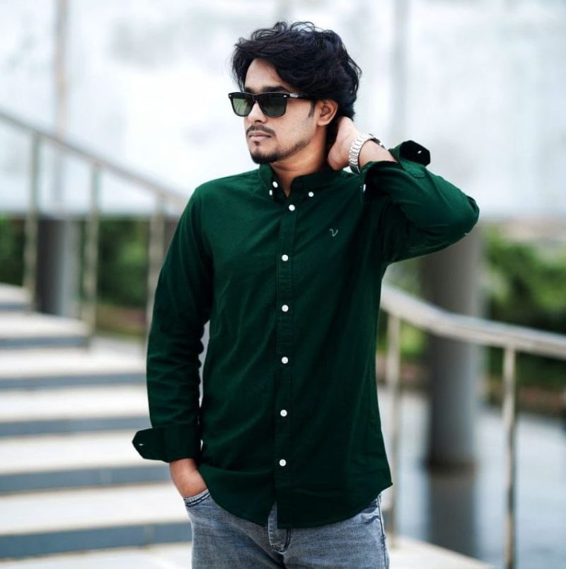 vive green solid shirt