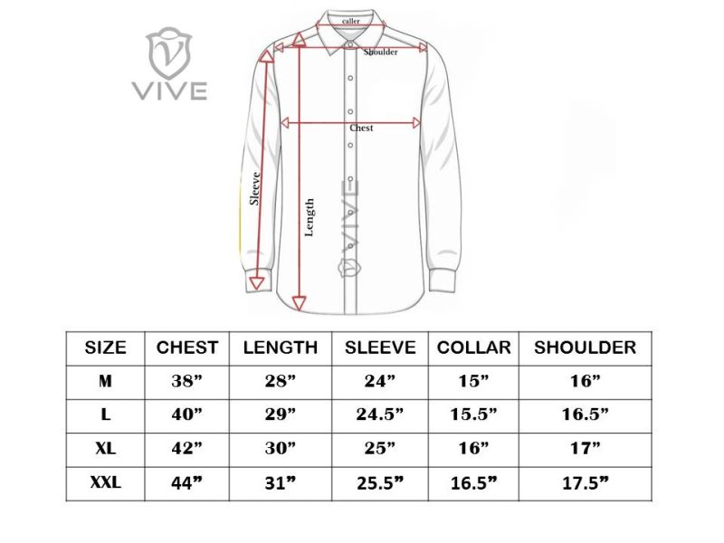 vive solid size chart